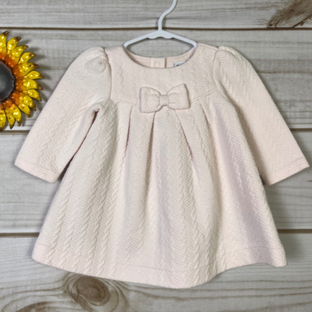 Janie and Jack Baby Girl Pink Quilted‎ Long Sleeve Pink Easter Dress Top 3-6M